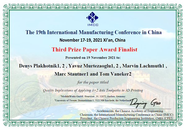 Certificate of the IMCC for ModuleWorks' paper